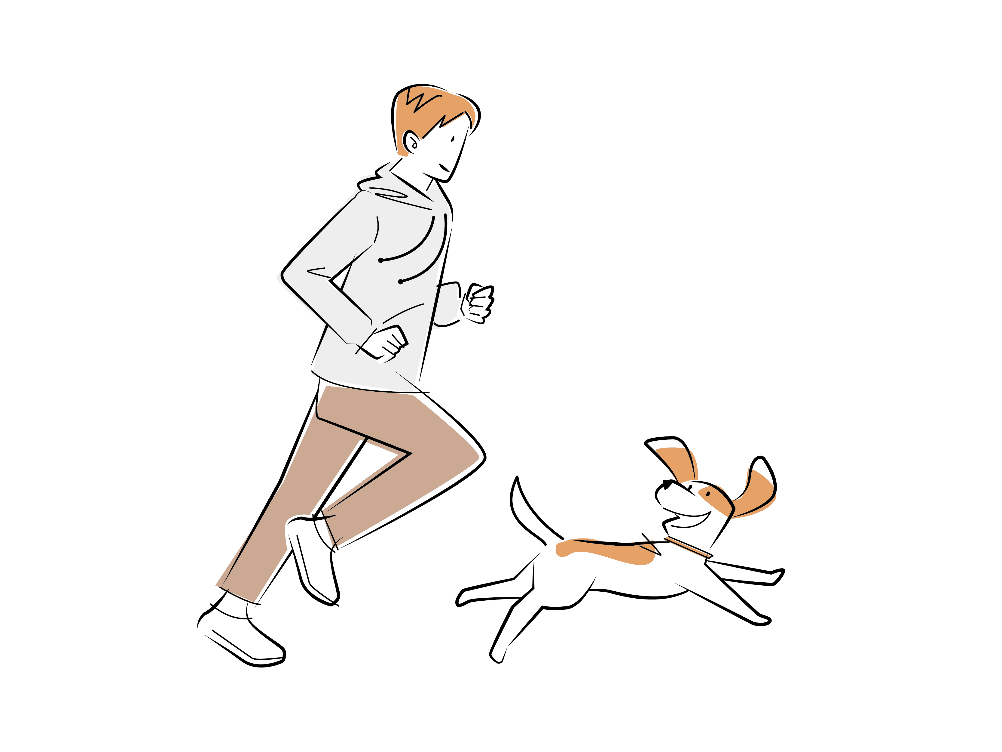 ランニングする男性と犬