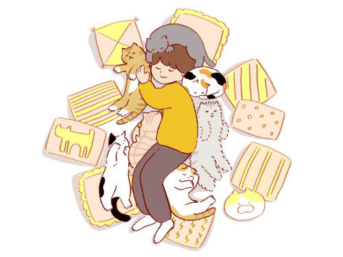 猫と寝る人