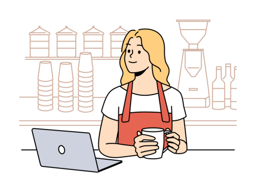 ワーケーションを楽しんでいる女性のイラスト