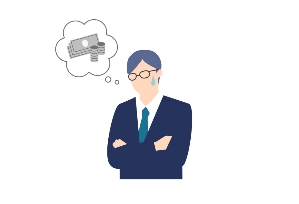 お金に悩む男性のイラスト