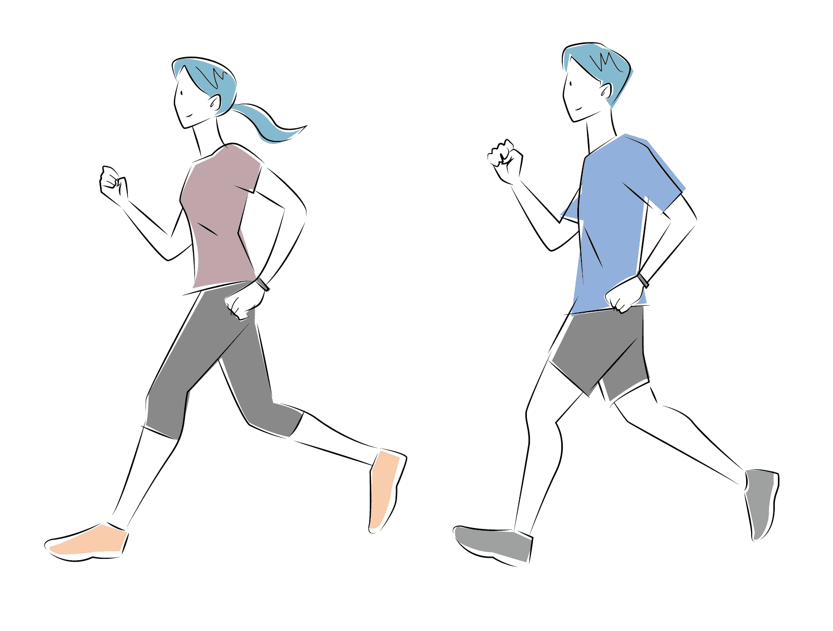 ランニングをする男女のイラスト