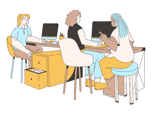 残業しない人が働いている風景のイラスト