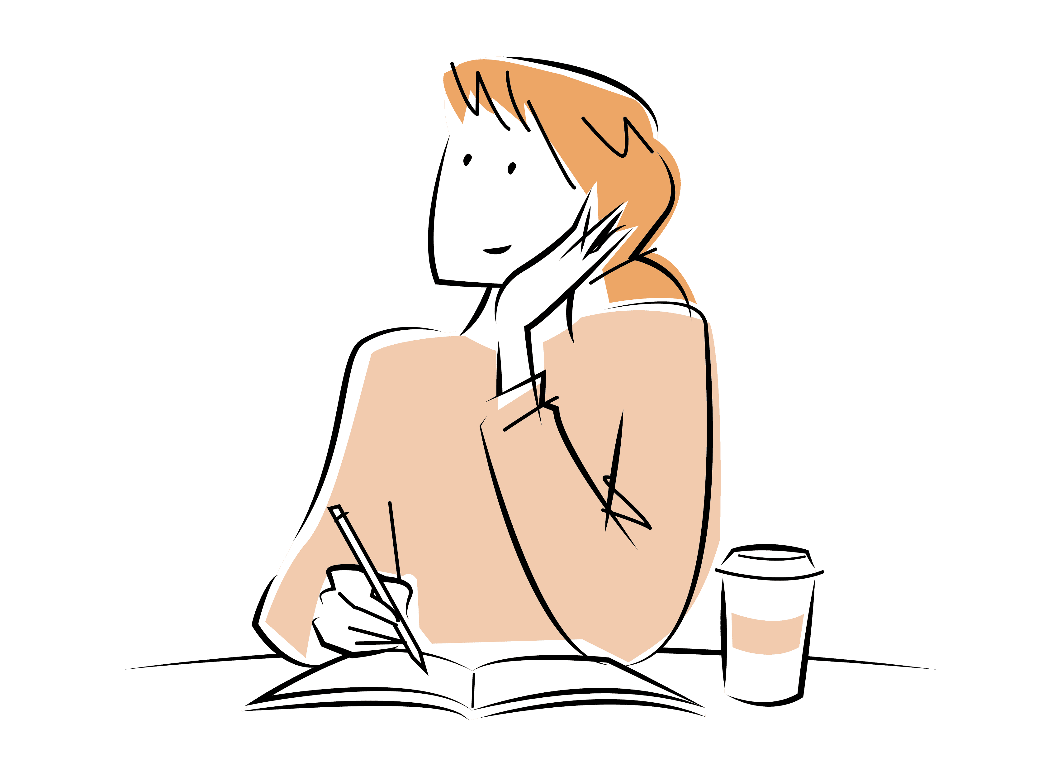 考え事をする女性のイラスト