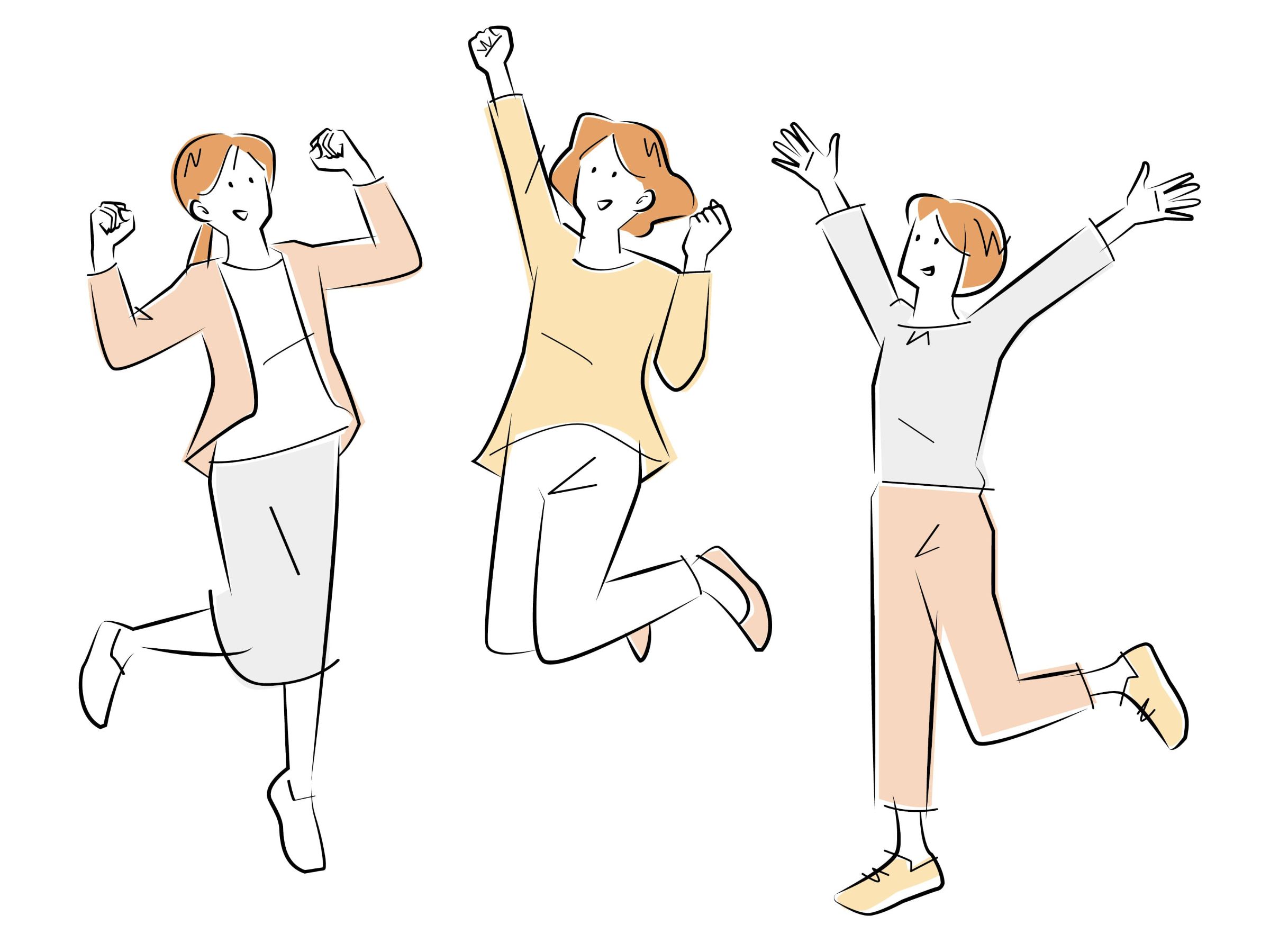 喜んでいる女性たちのイラスト