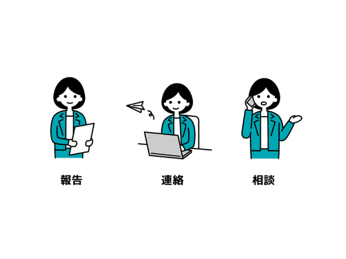 報連相を説明する女性イラスト