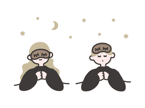 正しい睡眠リズムが取れいている男女のイラスト