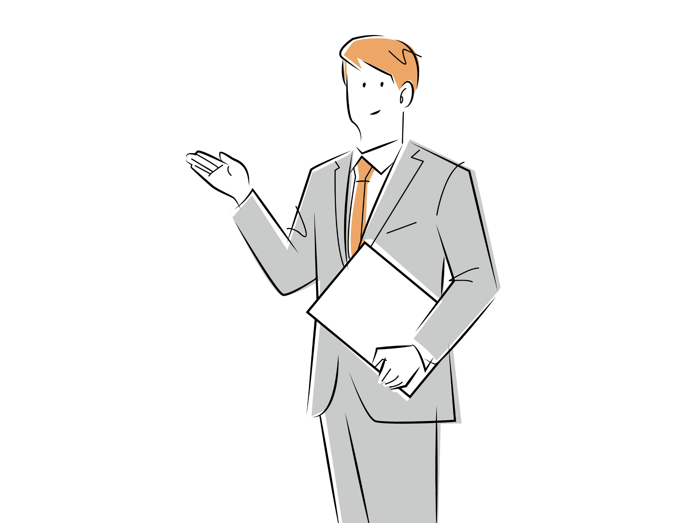 MBTIの紹介をする男性のイラスト