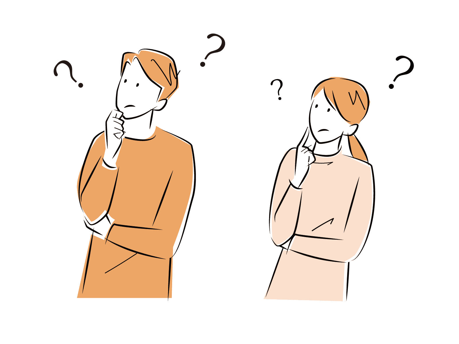 考えている男女のイラスト