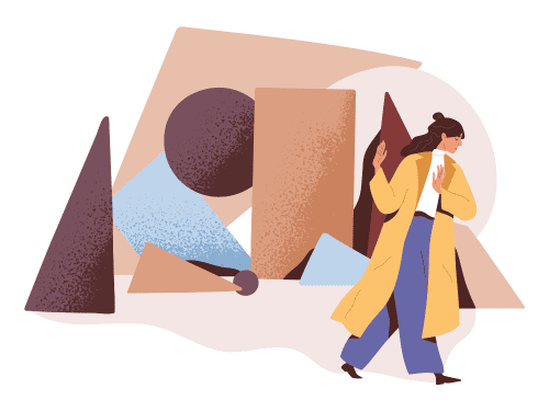 様々なことを避けている女性のイラスト