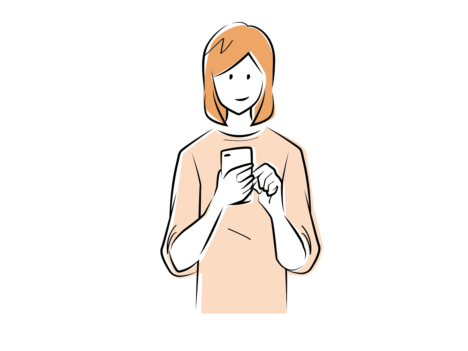 スマホに記録する女性のイラスト