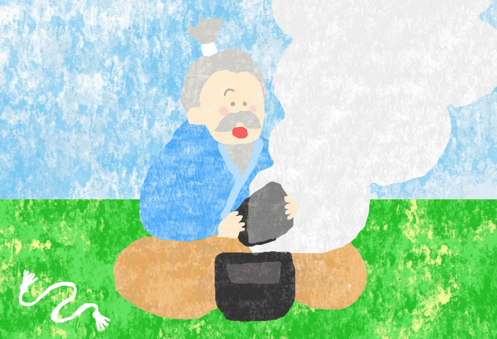 浦島太郎が玉手箱を開けた時のイラスト