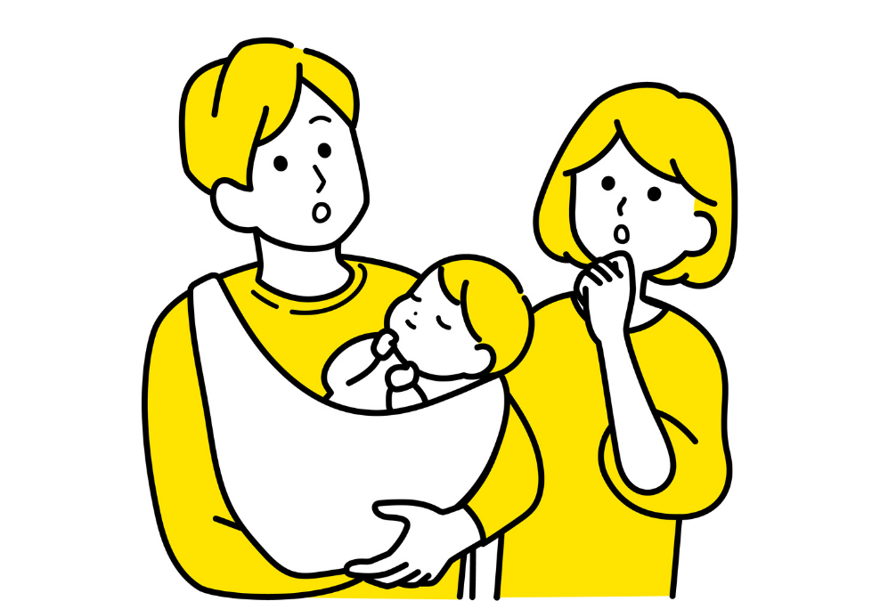 考える夫婦のイラスト
