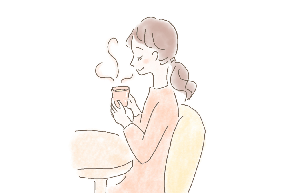 落ち着く女性のイラスト