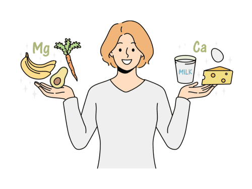 栄養のある食べ物を紹介している女性のイラスト