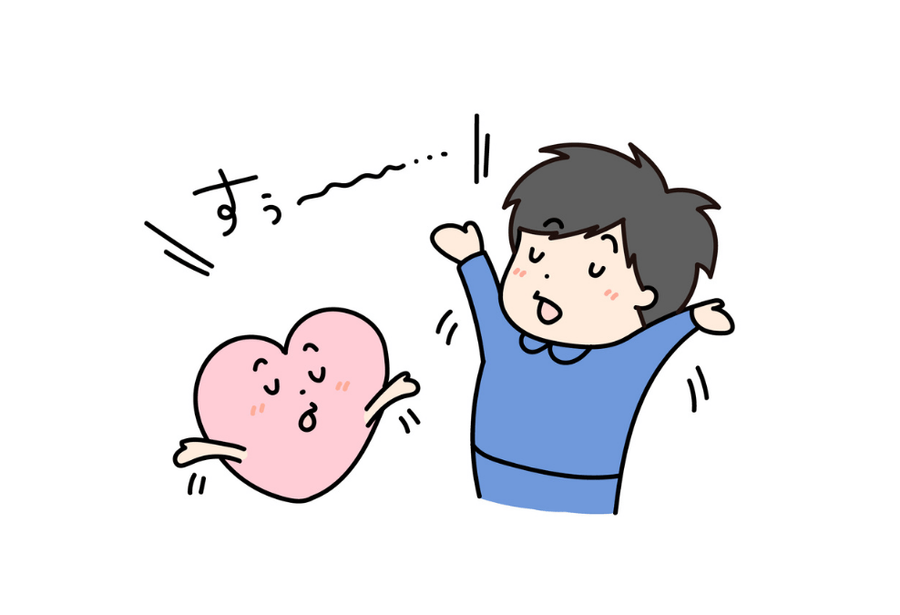 深呼吸する男性のイラスト