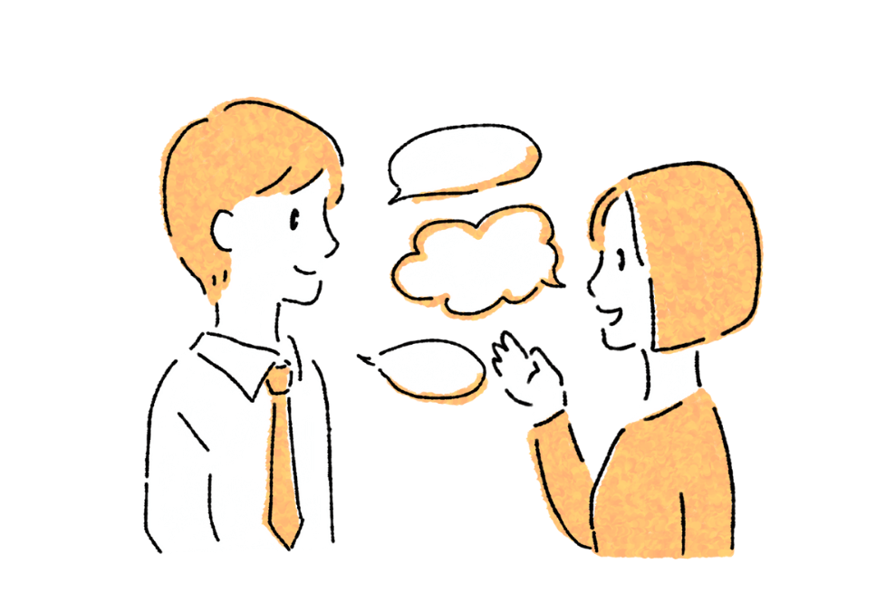 会話をしてる男性と女性のイラスト