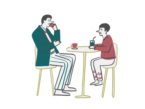 お茶をする男性と女性