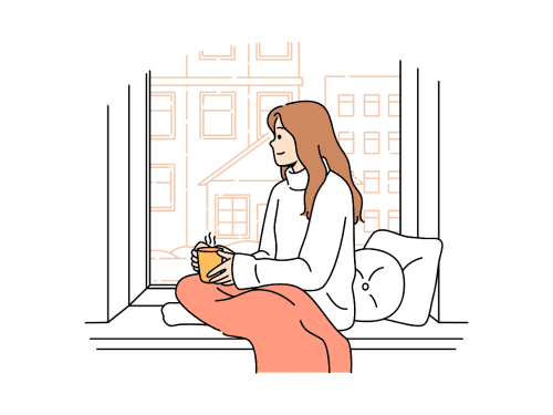 風邪を治そうとしている女性のイラスト