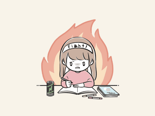 勉強を頑張る女の子のイラスト