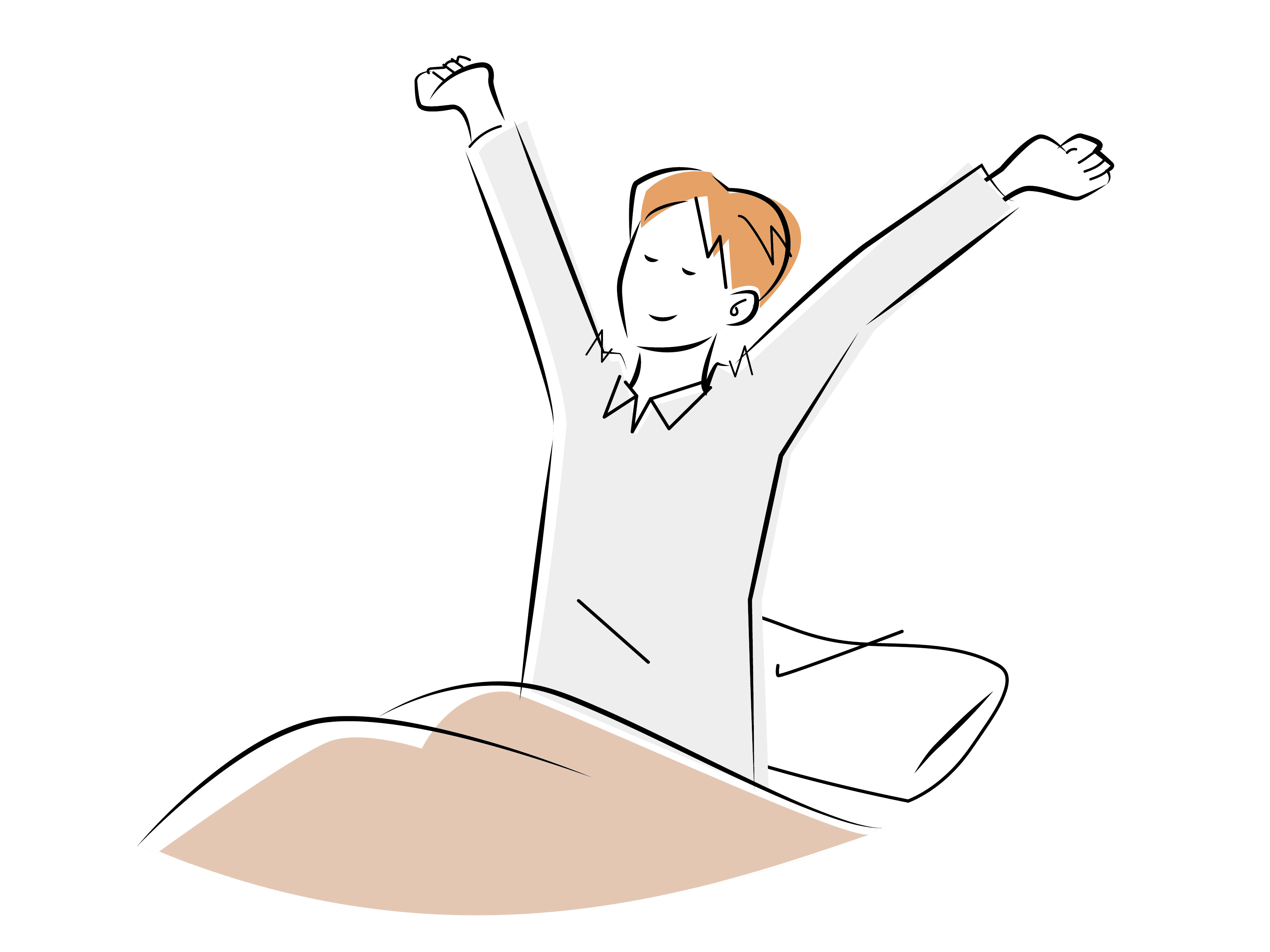 気持ちよく起きる男性のイラスト