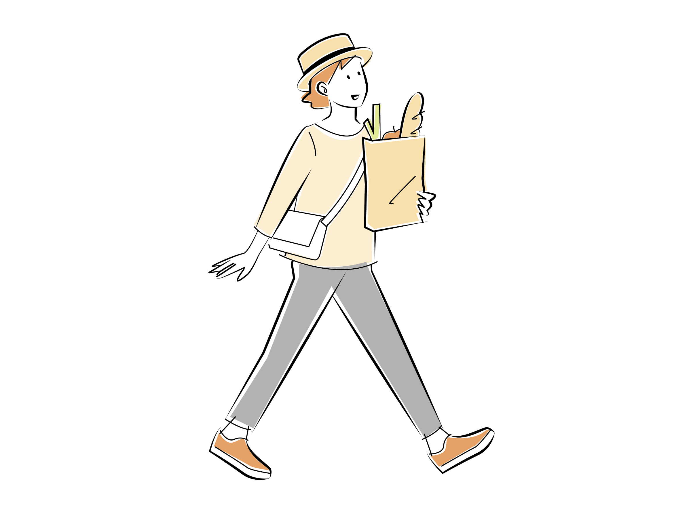 買い物をしている女性のイラスト