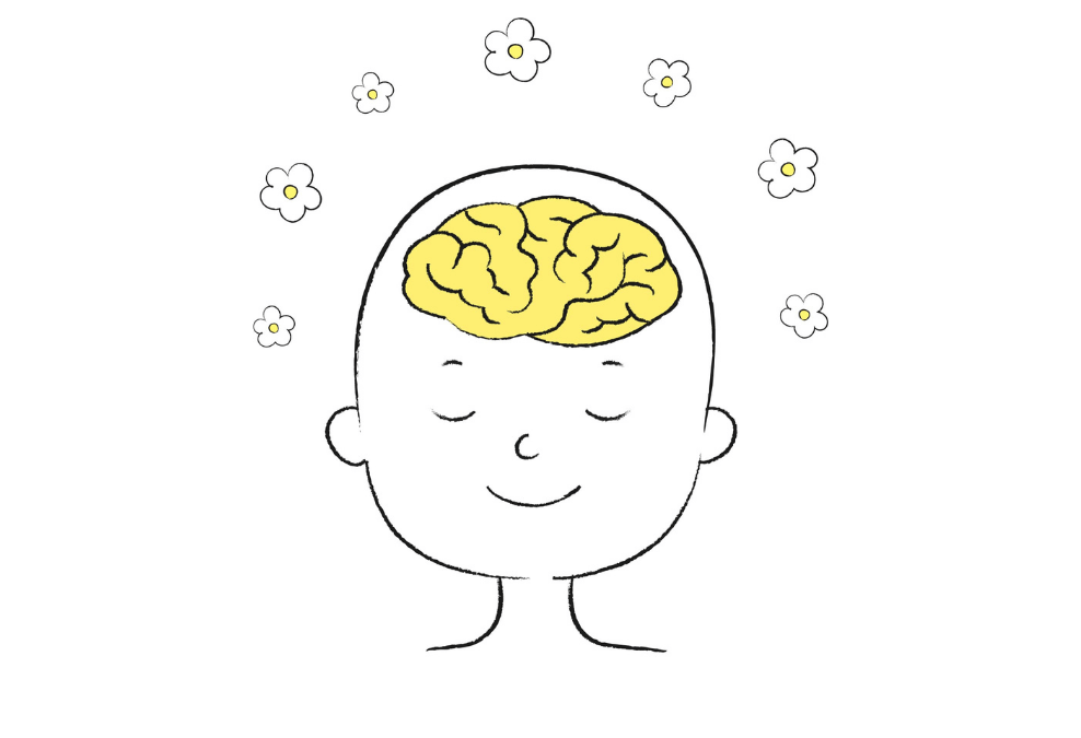 幸せを感じる脳のイラスト