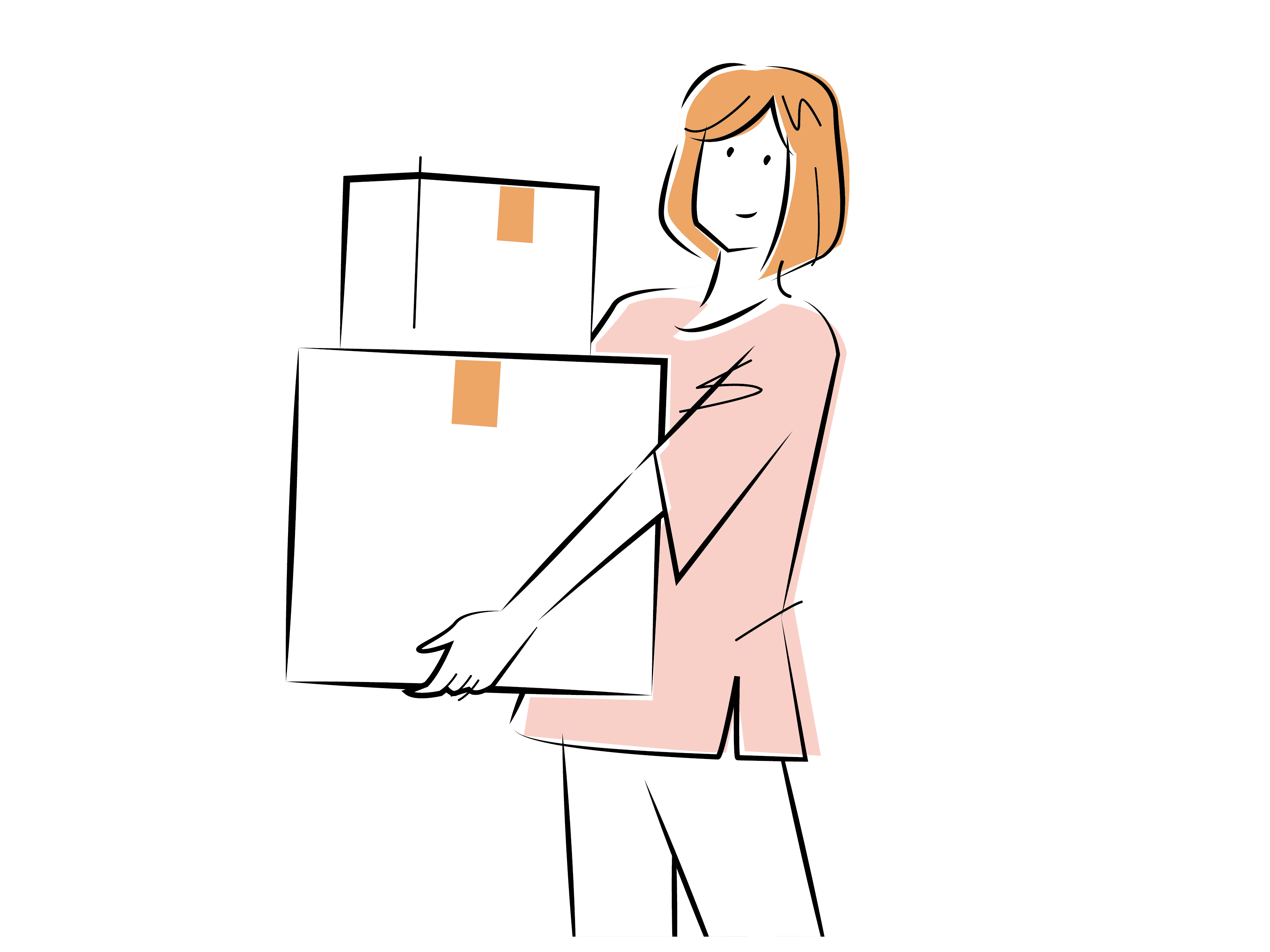 段ボールを持つ女性