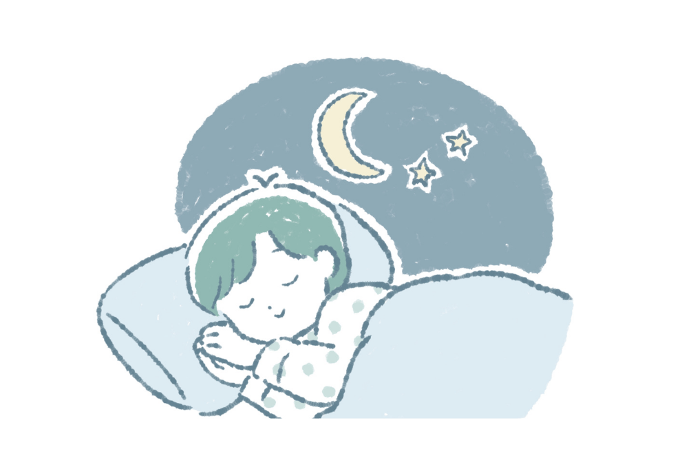 快眠する女性のイラスト