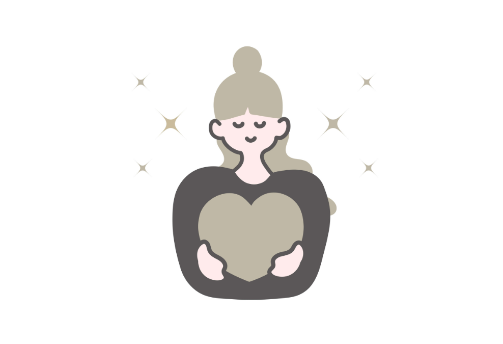 心を大切にしている女性のイラスト