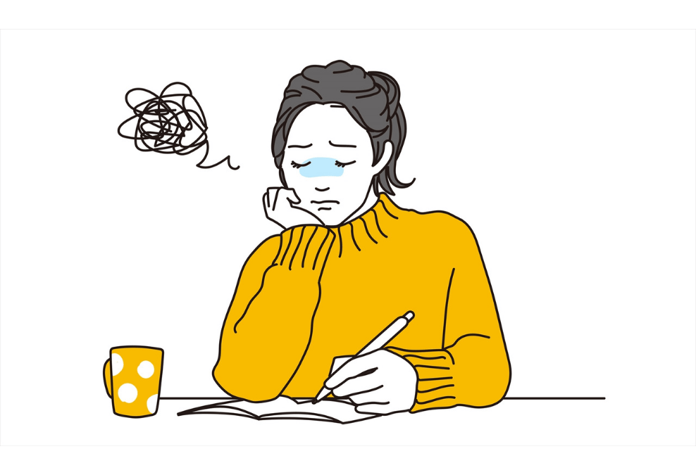 悩む女性のイラスト