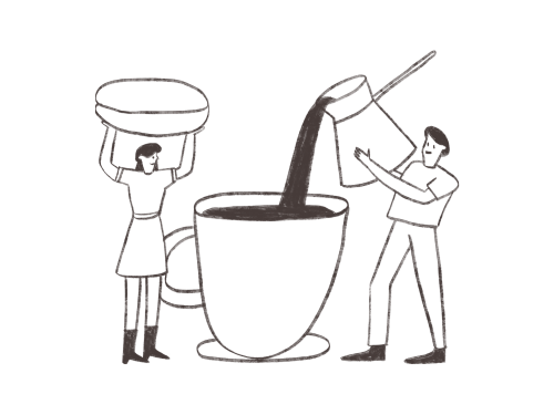 コーヒーを淹れる男性と女性