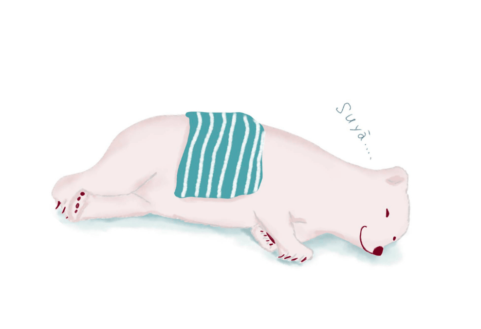 気持ちよく寝ているクマのイラスト