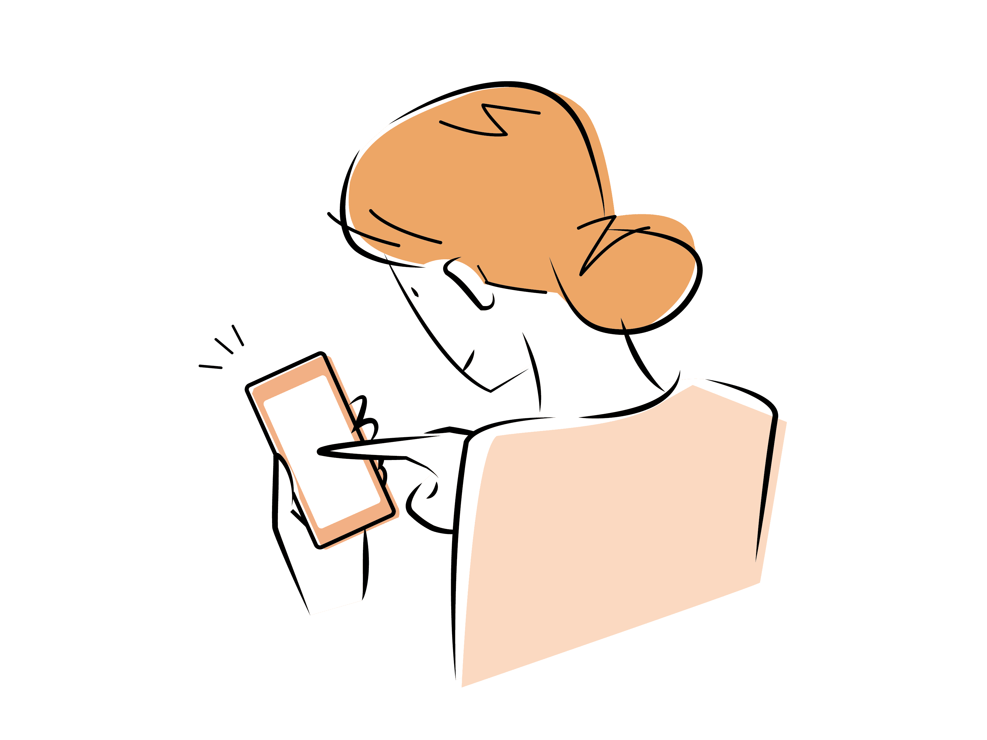 スマホを操作する女性のイラスト