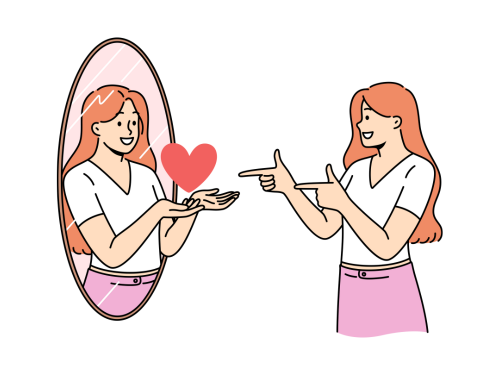 自分のことが好きになれている女性のイラスト