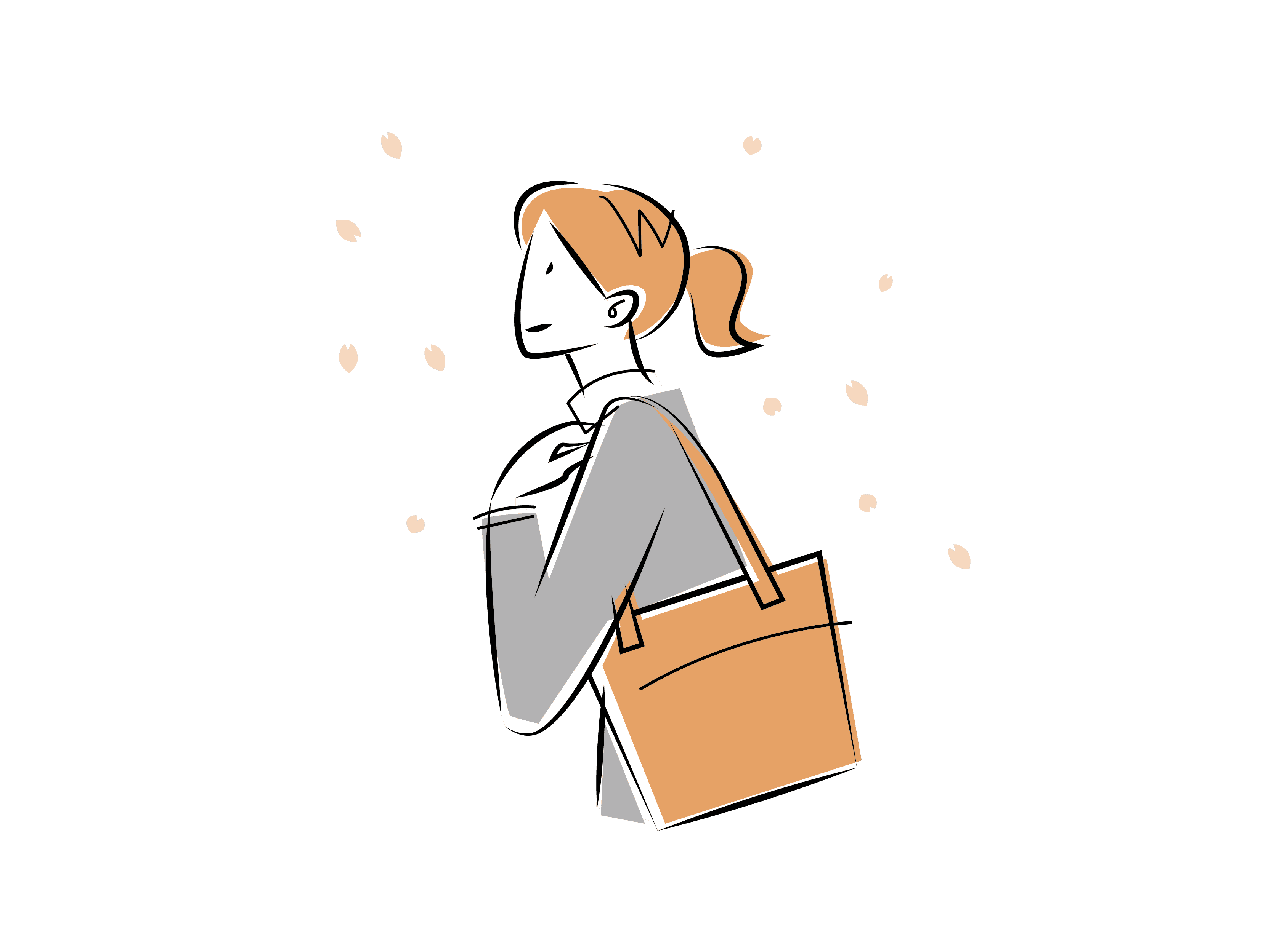 カバンを持って歩く女性のイラスト