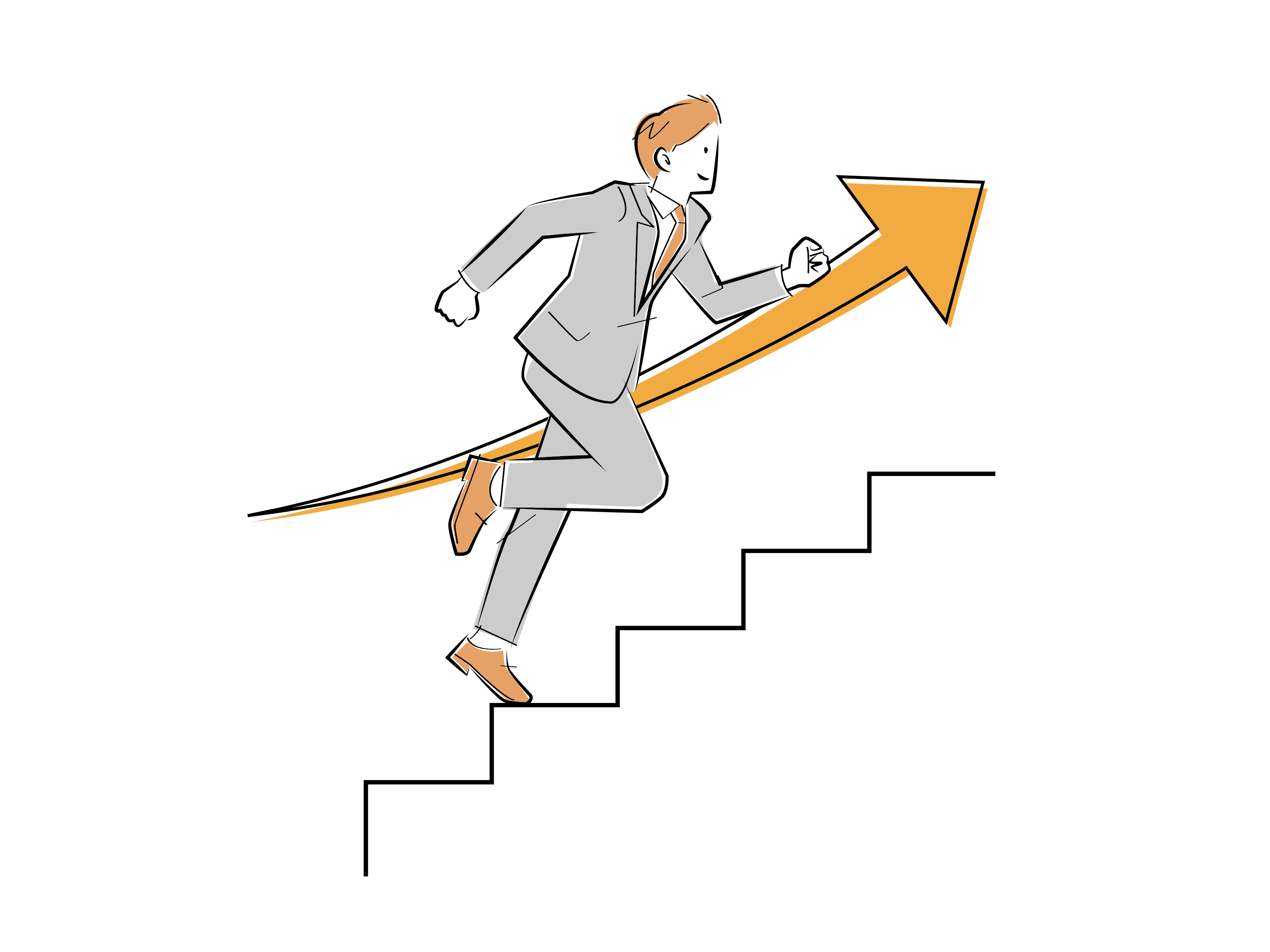 階段を登る男性のイラスト
