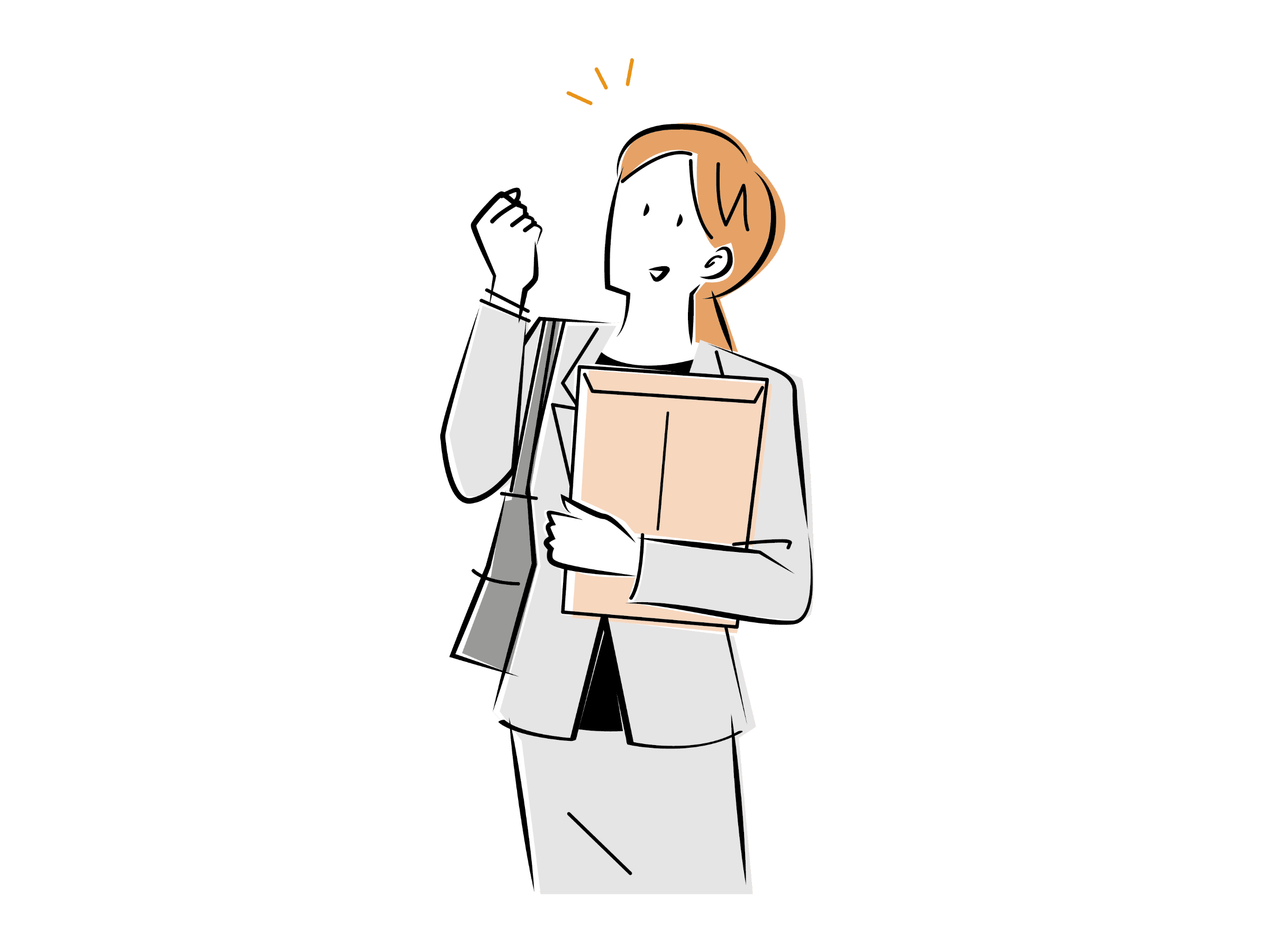 ガッツポーズする女性のイラスト