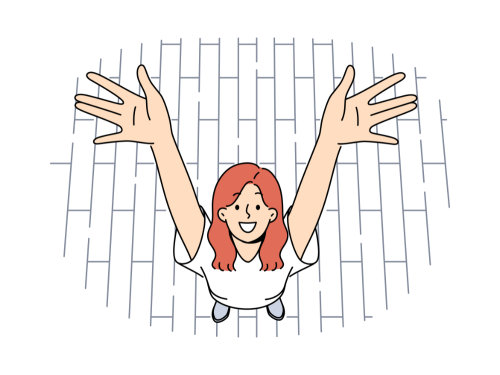 集中とリラックスの両立ができている女性のイラスト
