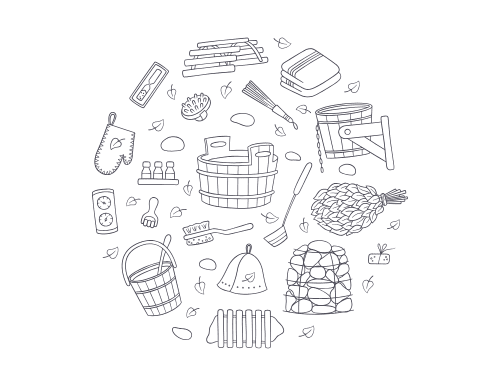 サウナセットのイラスト