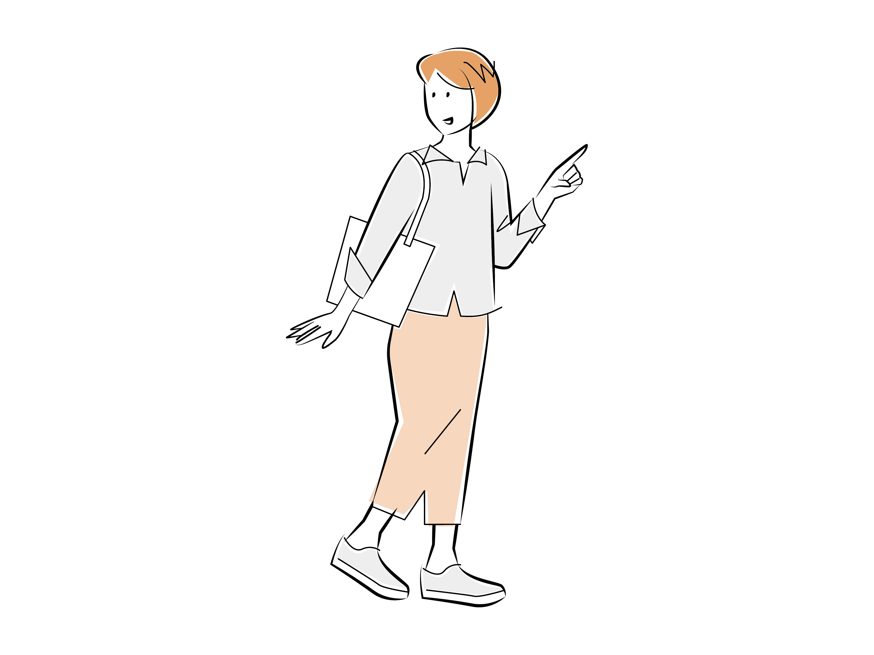 指を指す女性のイラスト