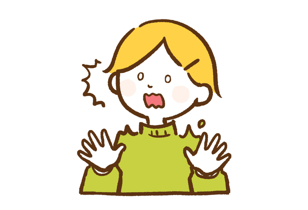 サプライズに驚く男性のイラスト