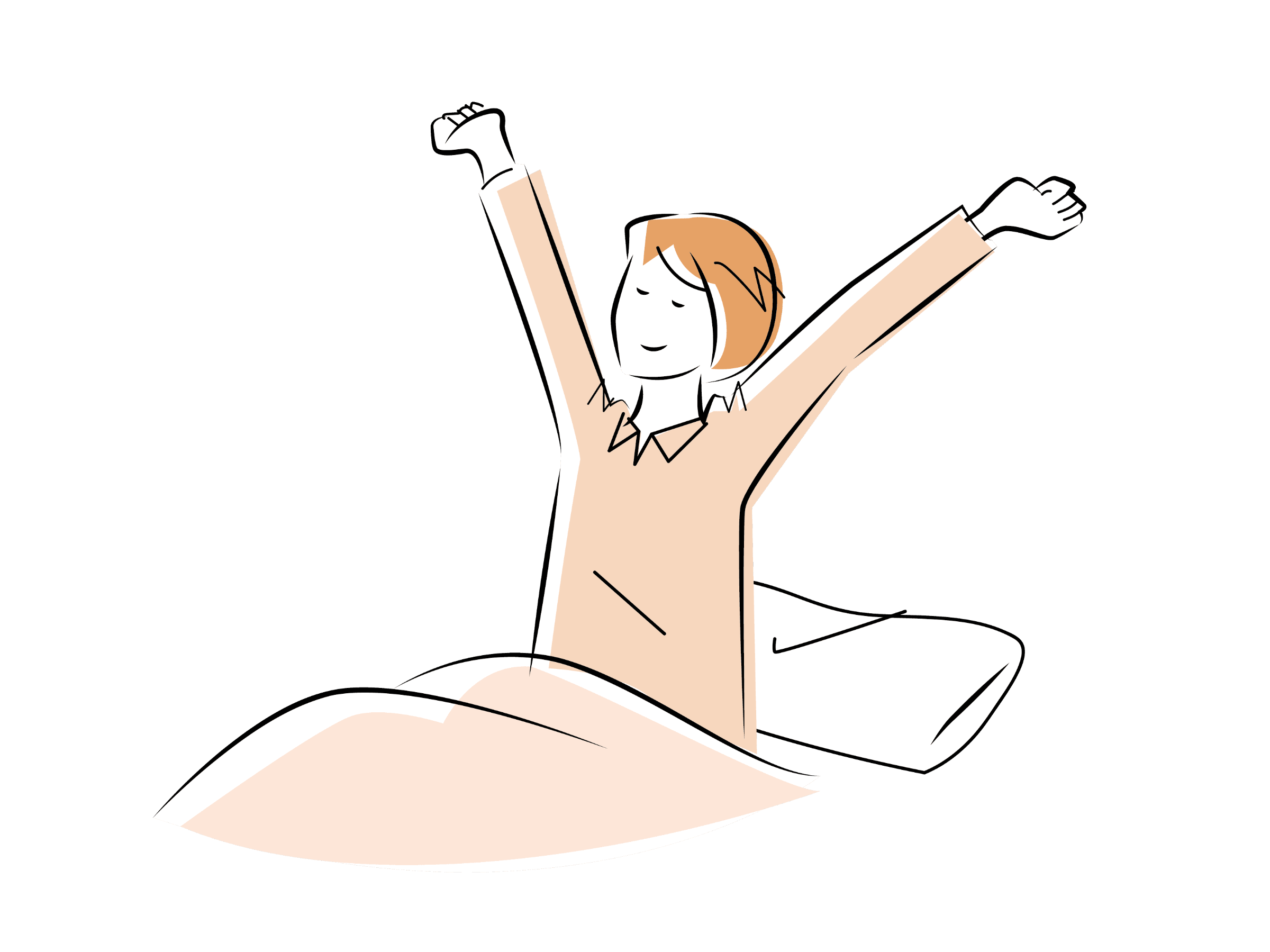 ぐっすり眠れた女性のイラスト