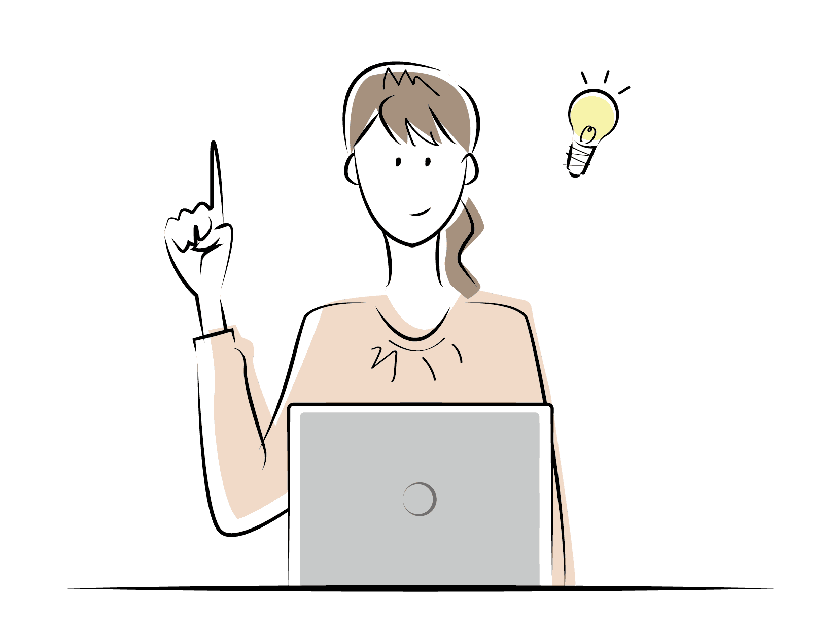 アイデアを思いつく女性のイラスト