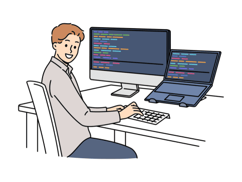 ストレスを感じずに働いている男性のイラスト