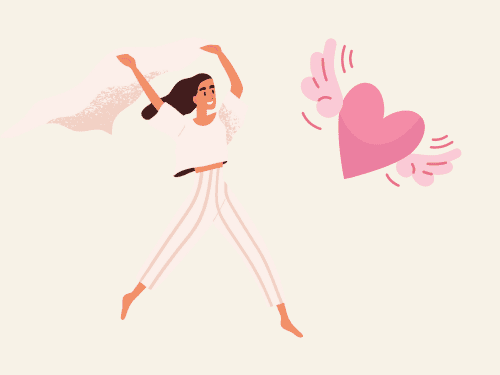 自由を感じている女性のイラスト