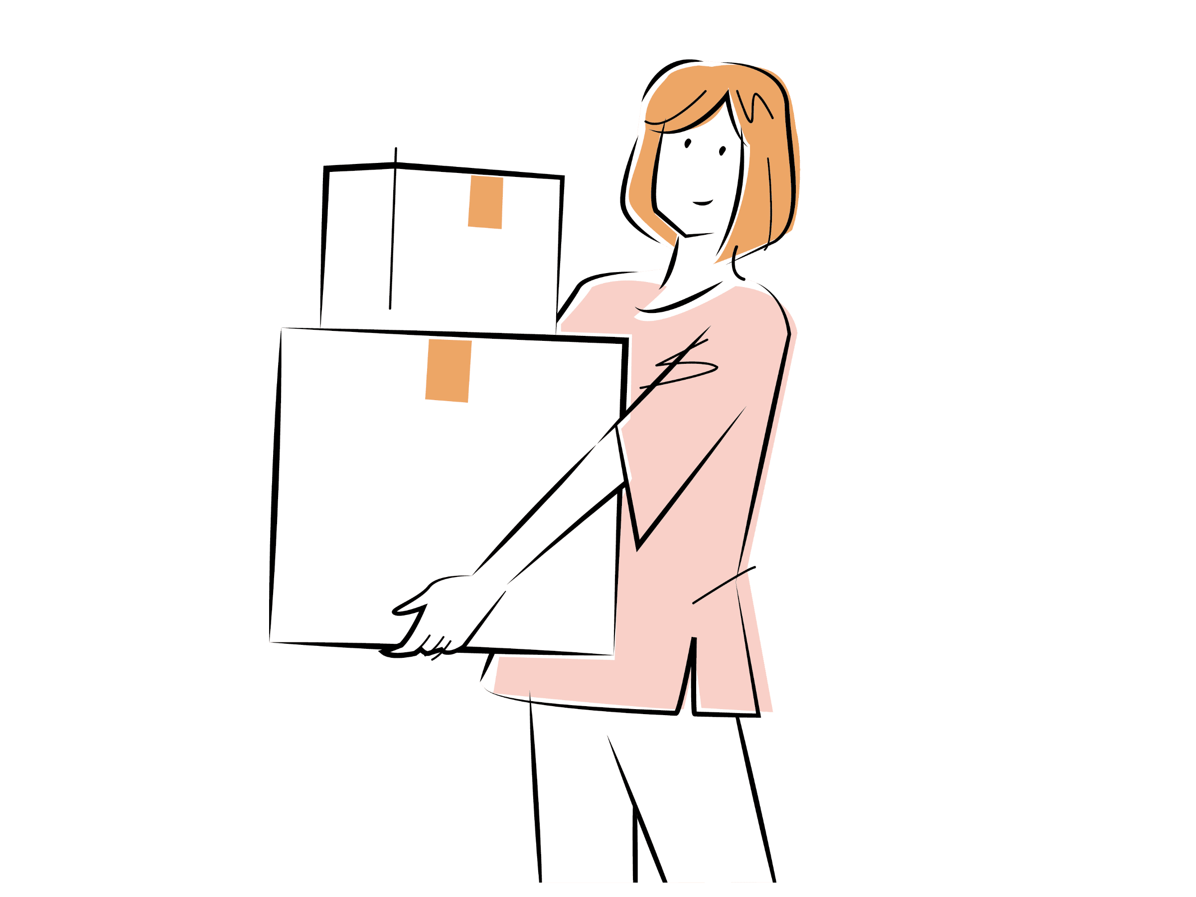 物を減らして片付けている女性のイラスト