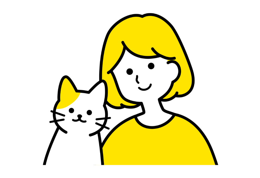 猫と女性のイラスト