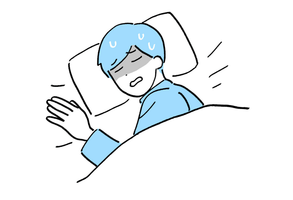 寝付けない男性のイラスト