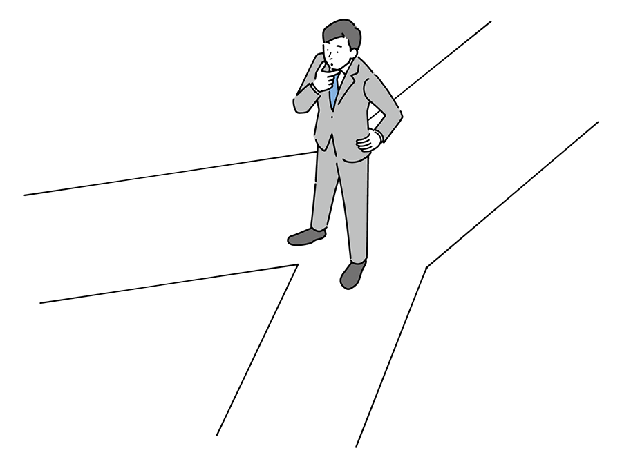 進路を検討する男性サラリーマン